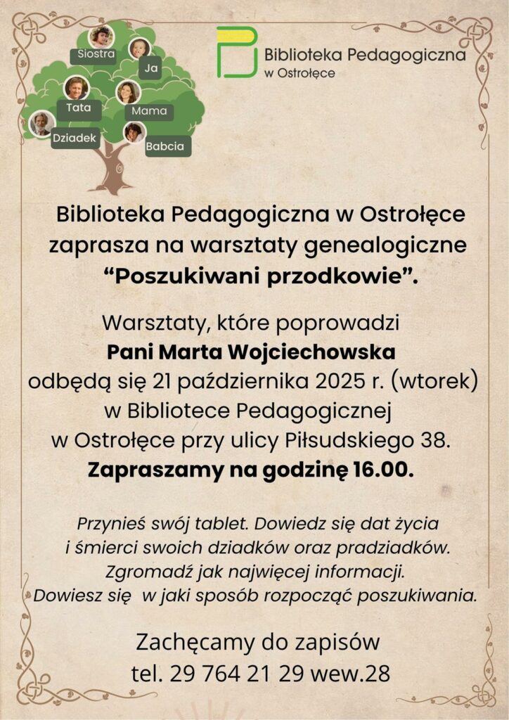 Zaproszenie na warsztaty genealogiczne