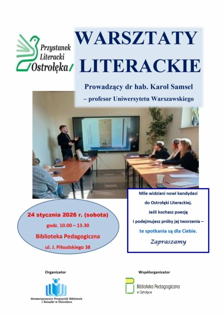 ZAPRASZAMY NA WARSZTATY LITERACKIE