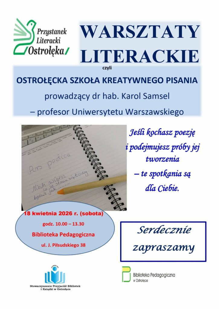 ZAPRASZAMY NA WARSZTATY LITERACKIE