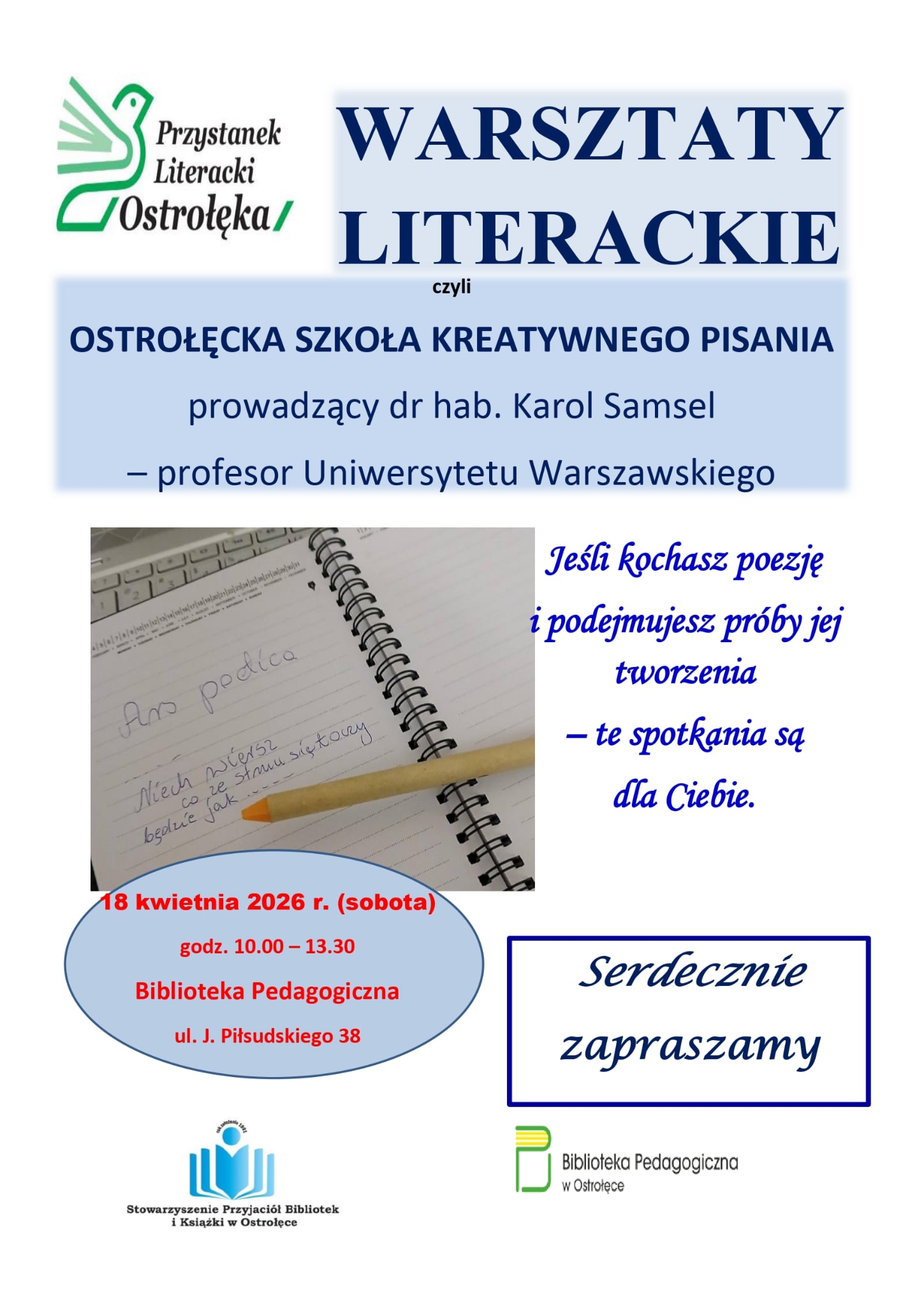 ZAPRASZAMY NA WARSZTATY LITERACKIE