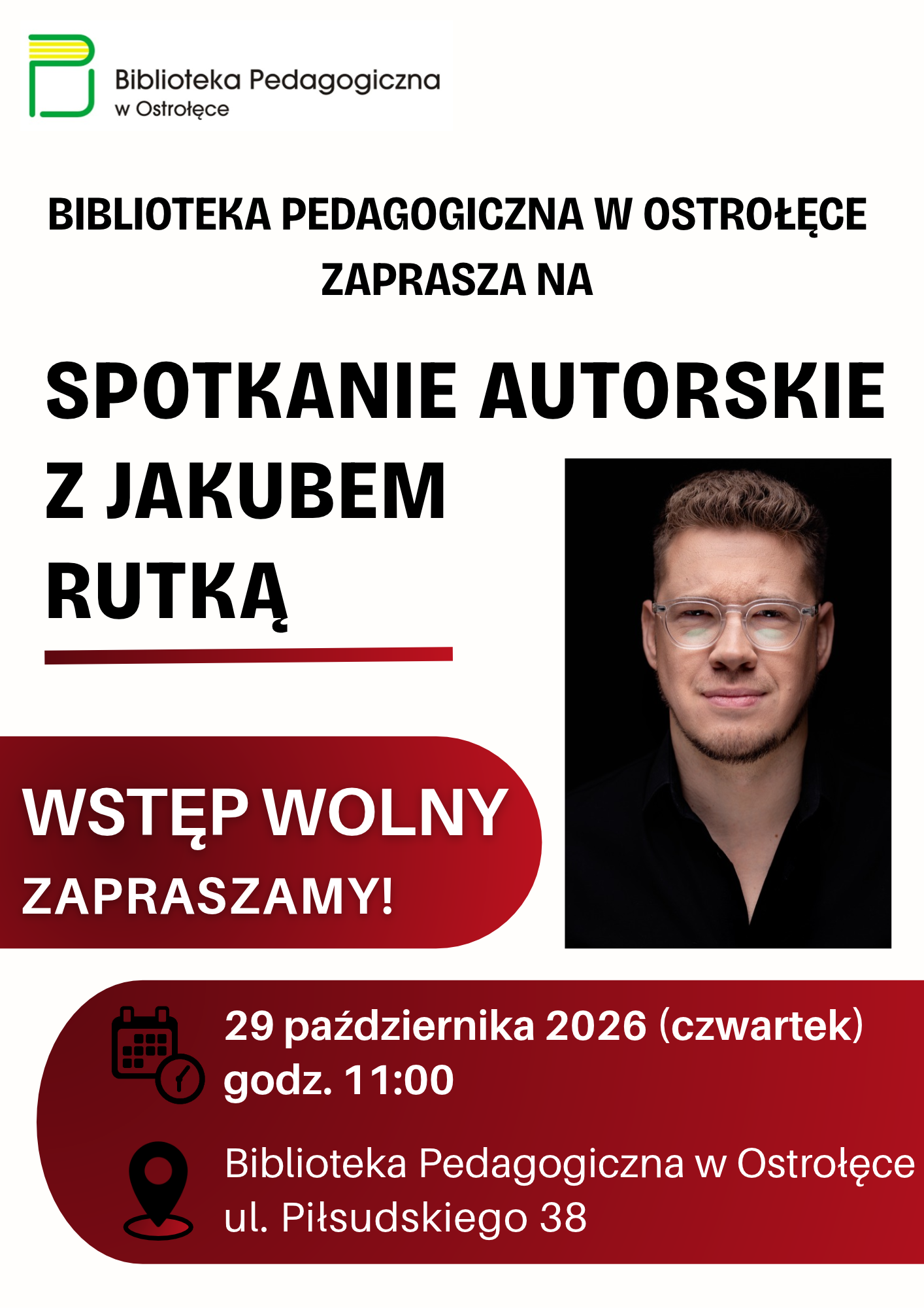 Zaproszenie na spotkanie autorskie z Jakubem Rutką